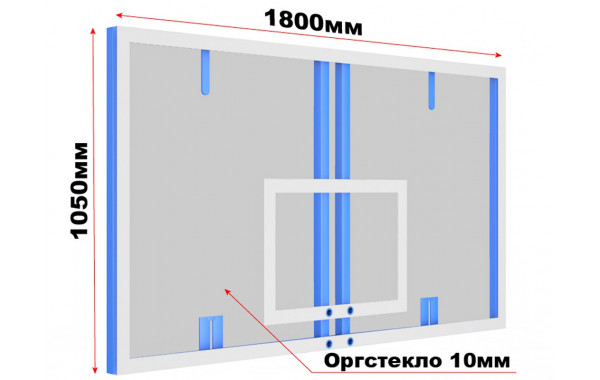 Щит баскетбольный профессиональный из оргстекла толщ. 10мм (под стойки) Glav 01.2001 600_380