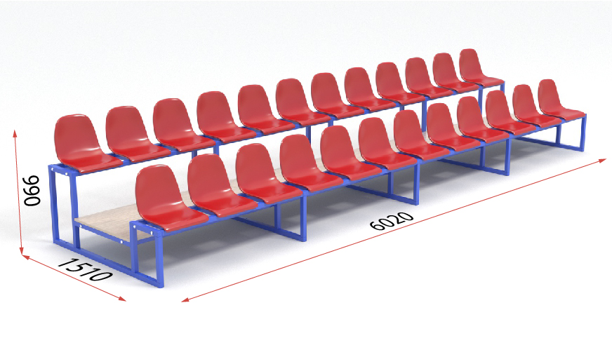 Трибуна с пластиковыми сидениями двухрядная Glav 20.006 872_492